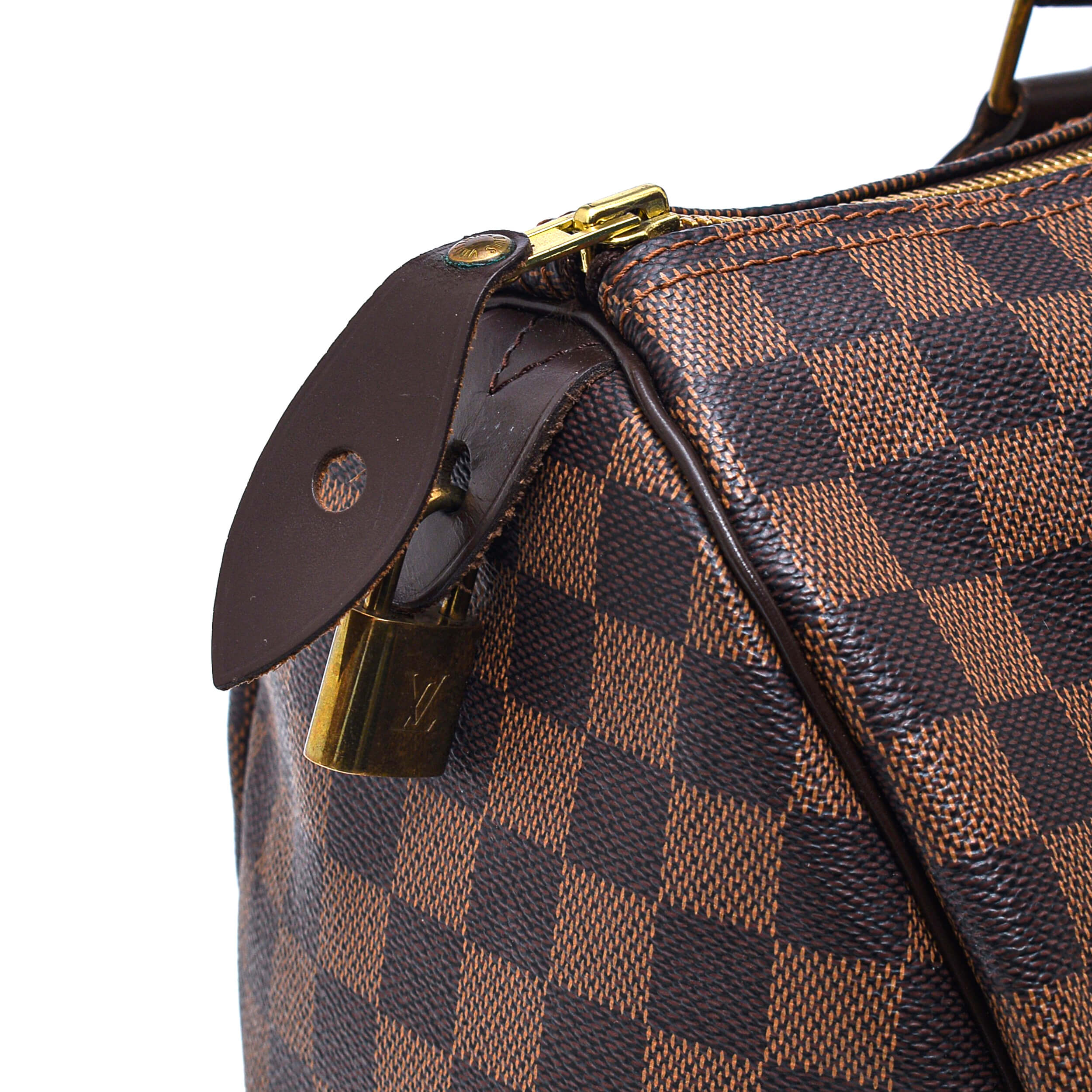 Louis Vuitton-Damier Ebene Canvas Speedy 35 Bag